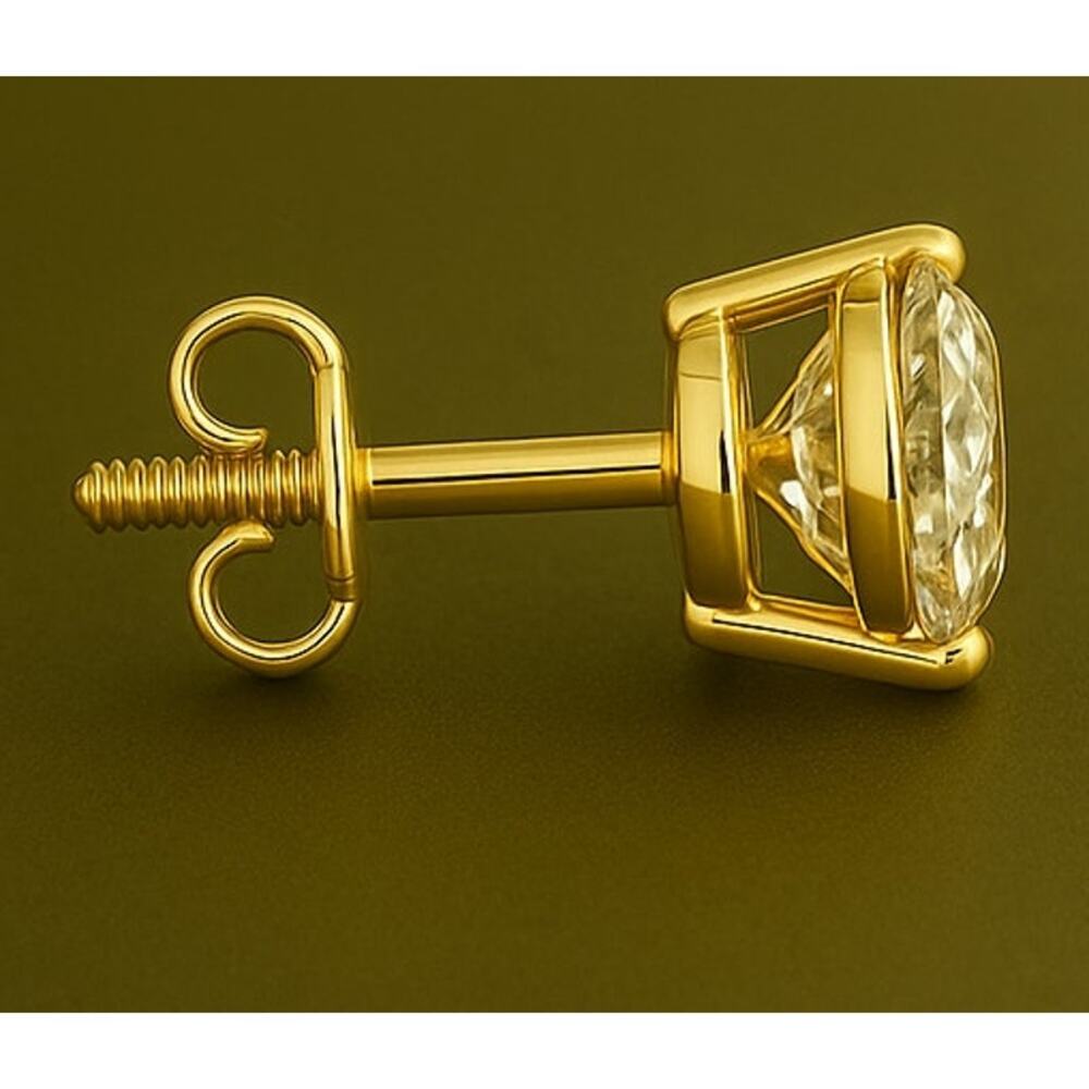 3 ct Lab Grown Diamond Stud Earrings G Color VS Clarity 14K Yellow Gold NWT - Picture 3 of 6